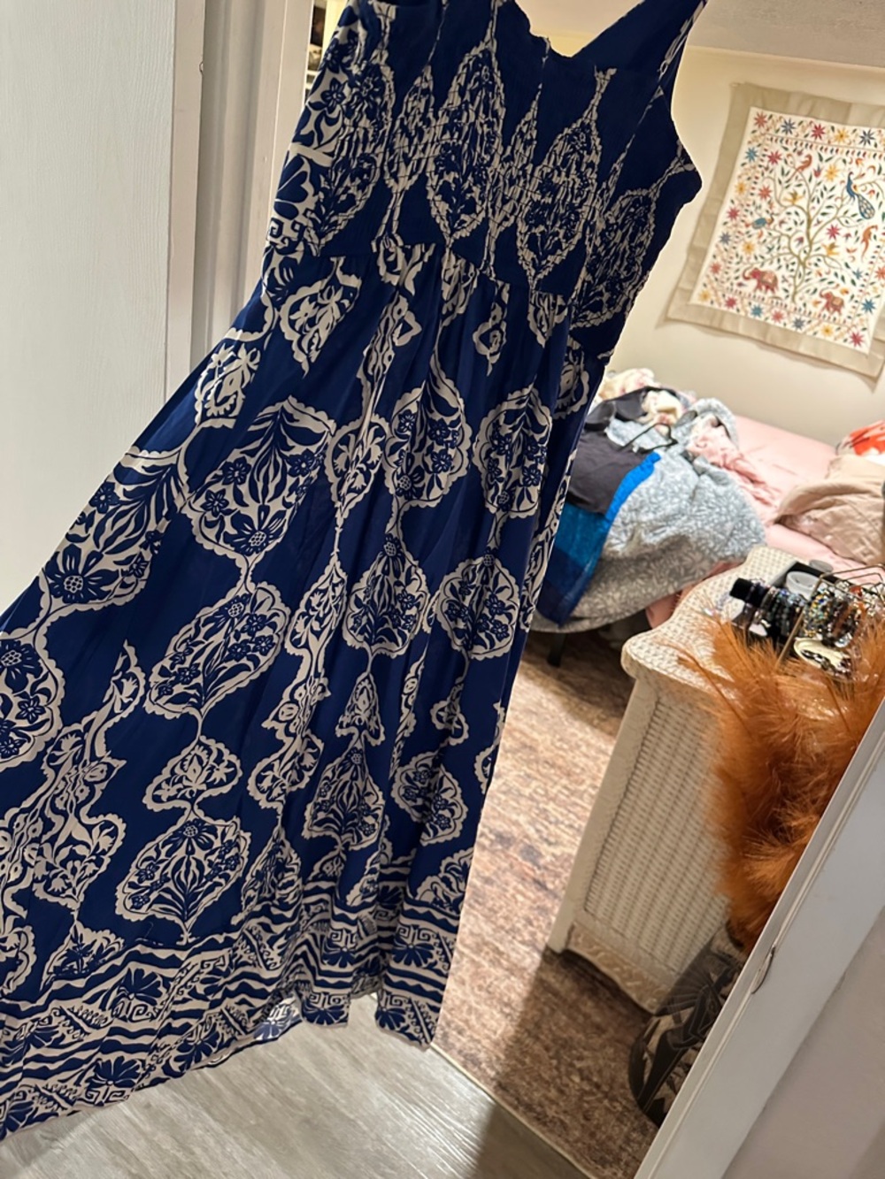 Baltic Born Blue and White Printed Maxi Dress with V-Neck - Picture 3 of 3